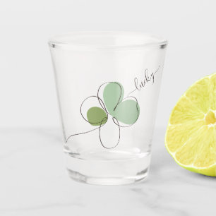 Copo De Shot Lucky Quatro Arte De Linha Minimalista Folha
