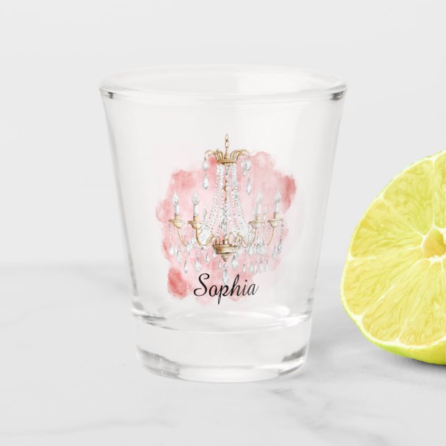 Copo De Shot Lustre de Cristal Rosa (Frente)