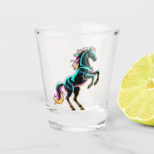 Copo De Shot Luz Neon de Cavalo Efeito Glitch Estilo Retro