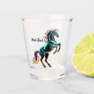 Copo De Shot Luz Neon de Cavalo Glitch Estilo Retro