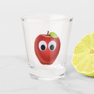 Copo De Shot Maçã Vermelha Engraçada com Olhos Googados