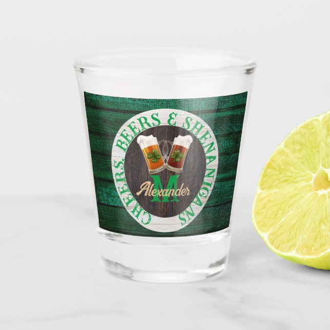 Copo De Shot Madeira rustica castanha apóia cervejas Shenanigan (Frente)