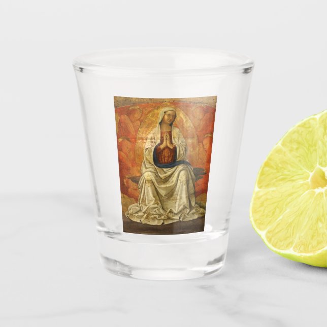 Copo De Shot Madonna em Gloria (Virgem Maria Enthroned) (Frente)