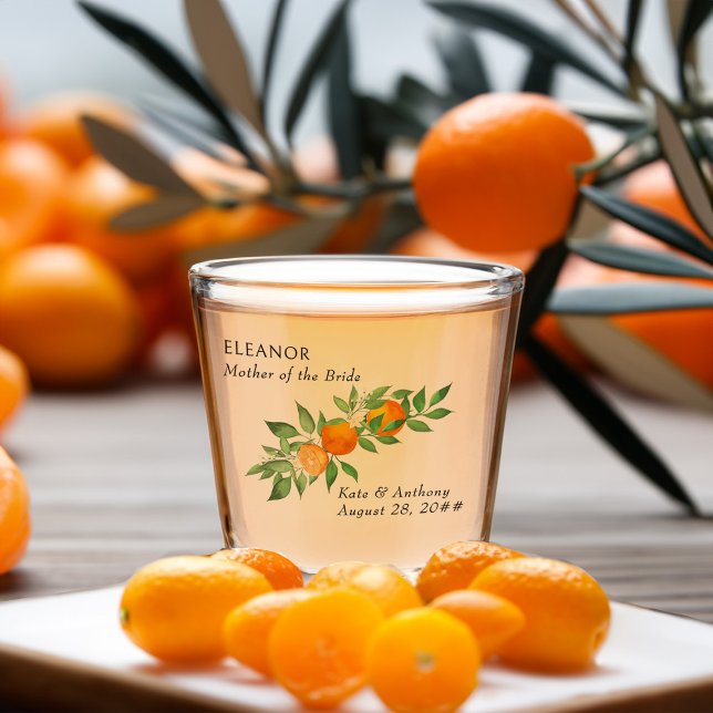 Copo De Shot Mãe do Casamento de Citros Laranja Bride (Wedding Party shot glass gifts from the Orange Blossom Wedding Collection by Darling & May)