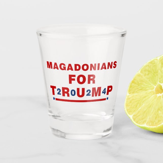 Copo De Shot Magadonianos Para Trump 2024 Red Blue Star (Frente)