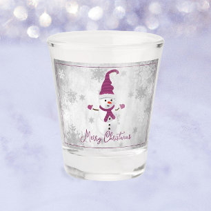 Copo De Shot Magenta Cute Snowman - Vidro de Natal