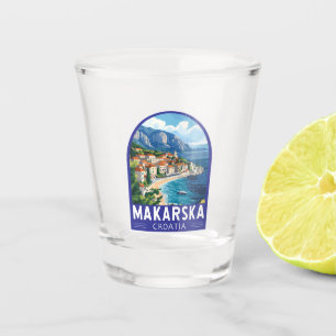 Copo De Shot Makarska Croácia Viagem Art Emblem