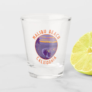 Copo De Shot Malibu Beach California Viagem Art Vintage