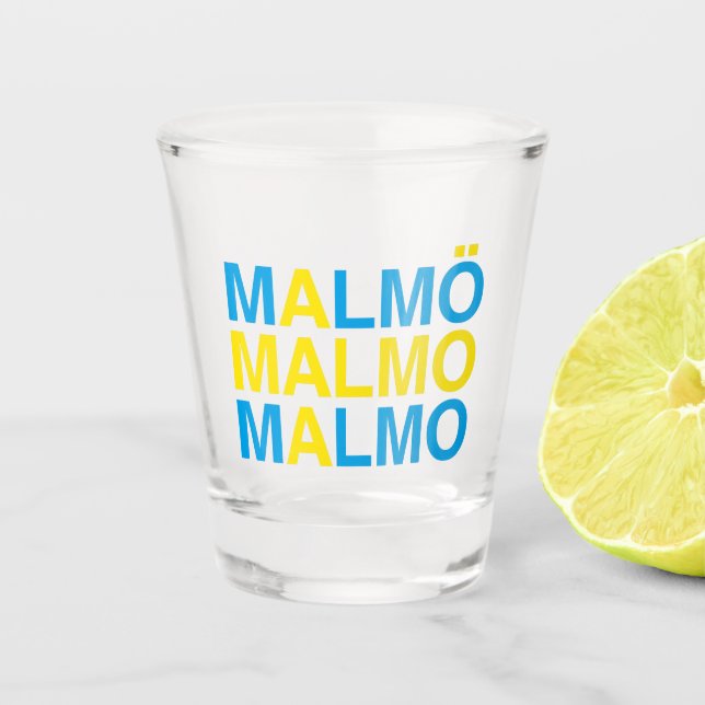 Copo De Shot MALMO Bandeira Sueca (Frente)