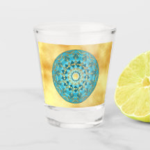 Mandala azul dourado em Fundo de Ouro Suave