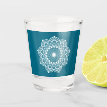 Mandala Branco em Fundo Azul