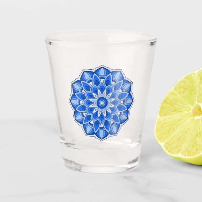 Copo De Shot Mandala em azul (Frente)
