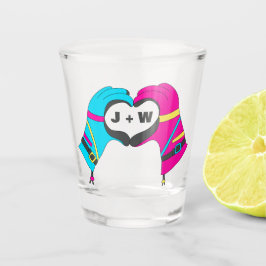 Copo De Shot Mãos de Luvas de Esqui Inverno em Iniciais de Form