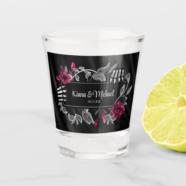 Copo De Shot Mãos Esqueléticas Hallowedoras Góticas Burgundy ID (Frente)