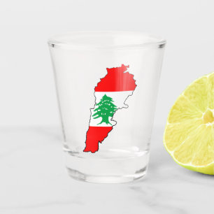 Copo De Shot Mapa do Líbano com Bandeira