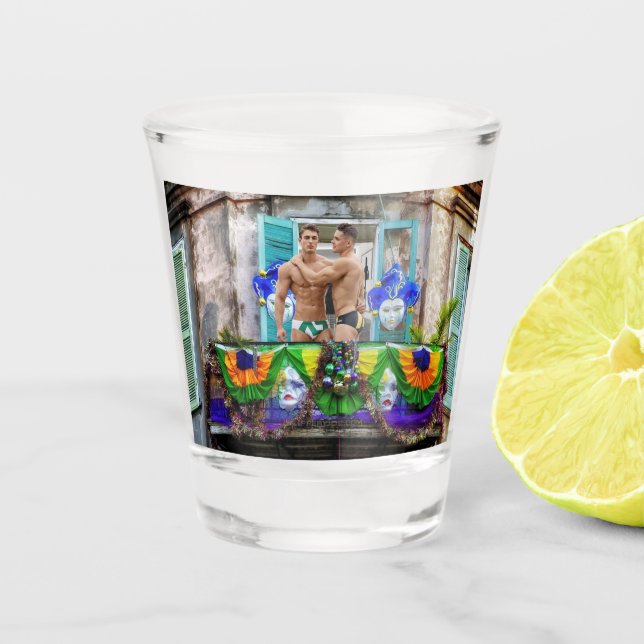 Copo De Shot Mardi Gras de SlipperyJoe mascara decorações de mi (Frente)