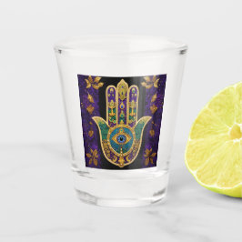 Copo De Shot Mardi Gras Dourada Roxo Verde Arte Hamsas