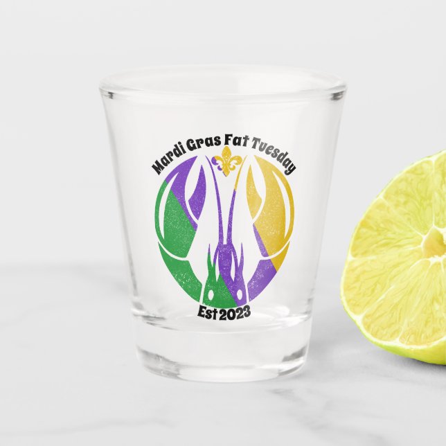 Copo De Shot Mardi Gras Fat Terça-Feira Roxo-Dourado (Frente)