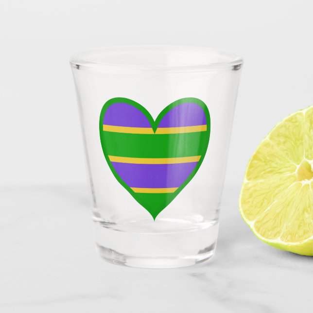 Copo De Shot Mardi Gras Striped Heart (Frente)