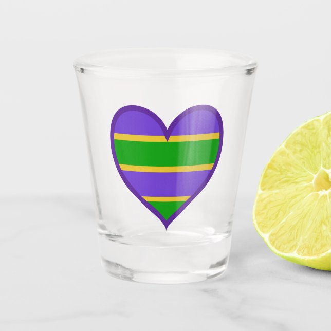 Copo De Shot Mardi Gras Striped Purple Heart (Frente)