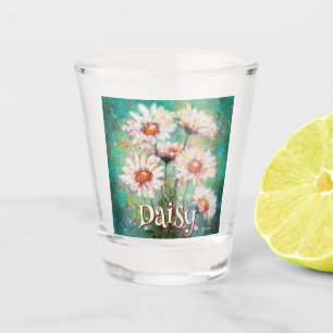 Copo De Shot Margaridas Floral Impressionista Azul Personalizad