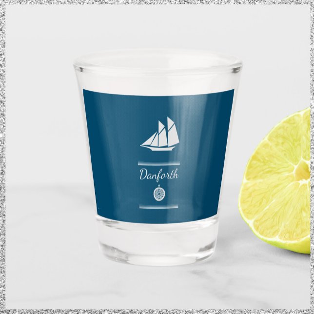 Copo De Shot Marinho Azul e Branco Náutico (Criador carregado)
