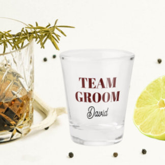 Copo De Shot Maroon Wedding Team Groom Personalizado