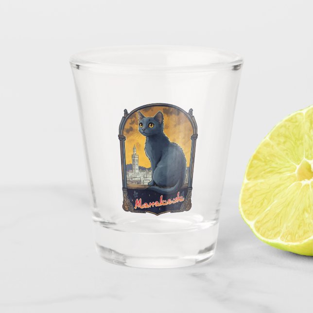 Copo De Shot Marrakech Marrocos Cat Retro (Frente)