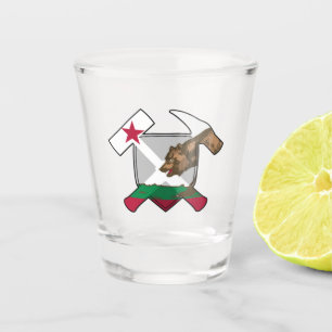 Copo De Shot Martelo da rocha do geólogo e logotipo da bandeir