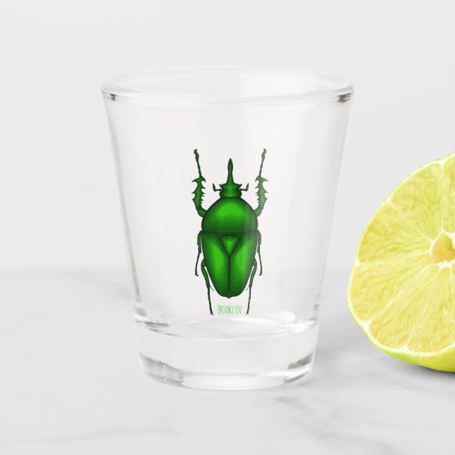 Copo De Shot Mecynorhina torquata bug cartoon illustration  (Frente)