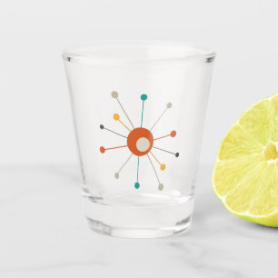 Copo De Shot Médio de Teal Laranja Escuro do Starburst Atômico