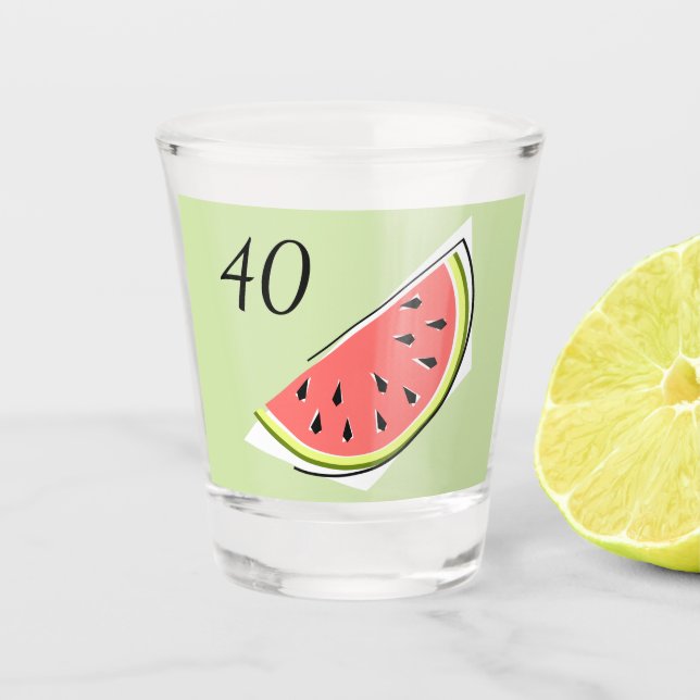 Copo De Shot Melancia Verde Fatia 40 Anos (Frente)