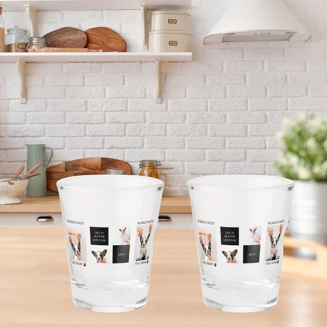 Copo De Shot Melhor Mãe de Cachorro | Collage Dog Photo (Criador carregado)