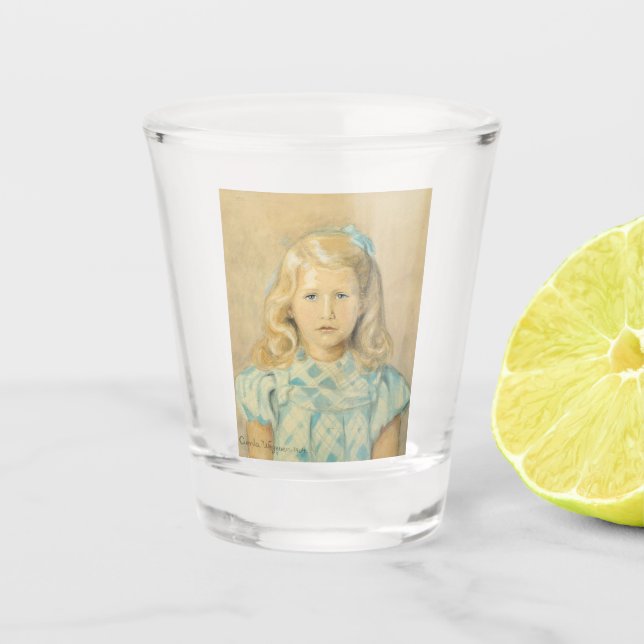 Copo De Shot Menina Bonita Com Cabelo Louro (Frente)