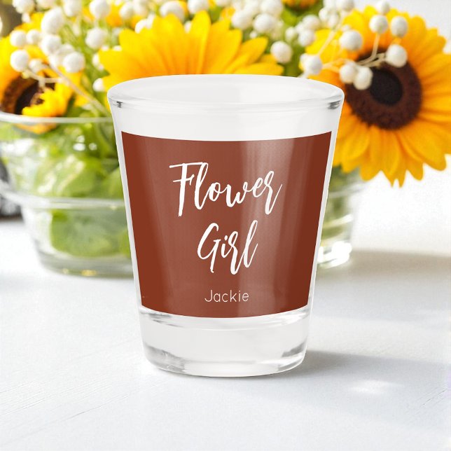 Copo De Shot Menina das Flores Terracotta Marrom Casamento  (Criador carregado)