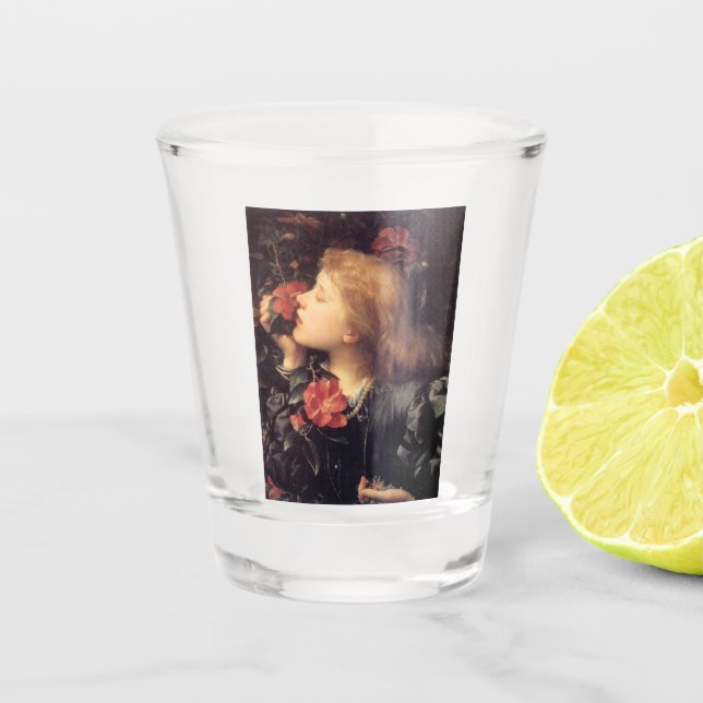 Copo De Shot Menina Escolhendo uma Flor Bonita (por G.F. Watts) (Frente)