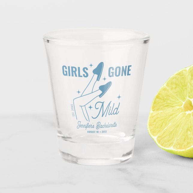 Copo De Shot Meninas Ficaram Uma Pequena Bachelorette Azul Dese (Frente)