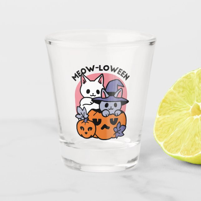 Copo De Shot Meow-Loween - Design de Gato de Halloween (Frente)