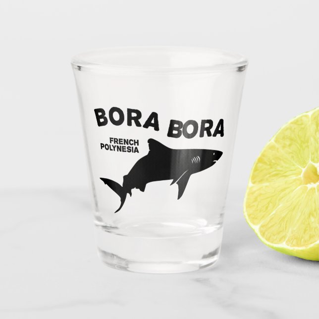 Copo De Shot Mergulho De Tubarão Em Bora Bora (Frente)