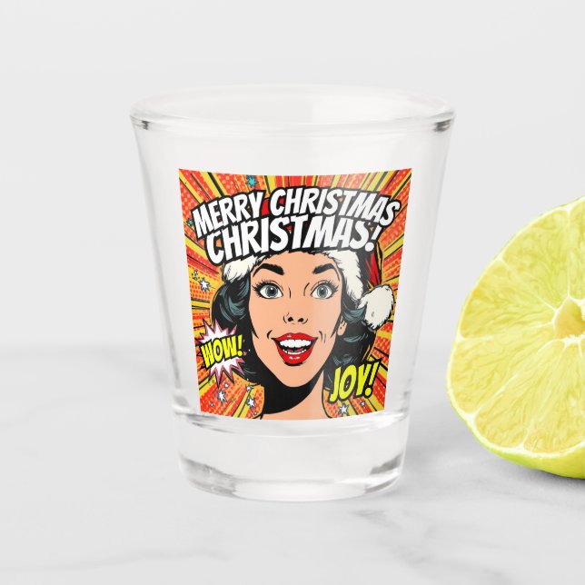 Copo De Shot Merry Christmas Pop Art Shot Glass (Frente)