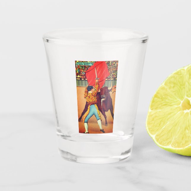 Copo De Shot Mexicano Matador Waves Cape, Carregando Touro (Frente)