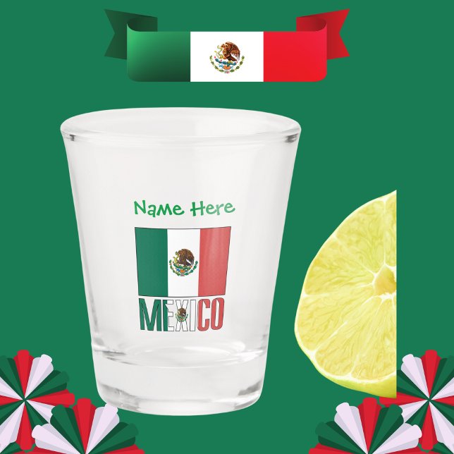 Copo De Shot México: Personalização Verde da Bandeira do México (Criador carregado)