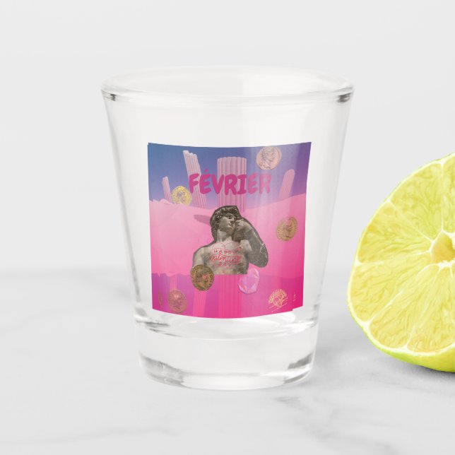 Copo De Shot Mikitiez fevereiro namorados casal roman francês (Frente)