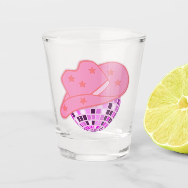 Copo De Shot Moça rosa moderna Cowboy Hat Disco Rodeo (Frente)