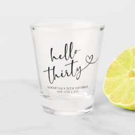 Copo De Shot Modern Black and white Hello 30 Birthday