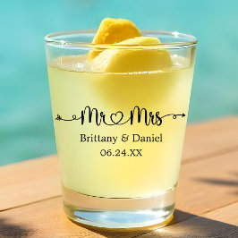 Copo De Shot Modern Calliografia Heart Sr. e Sra. Wedding