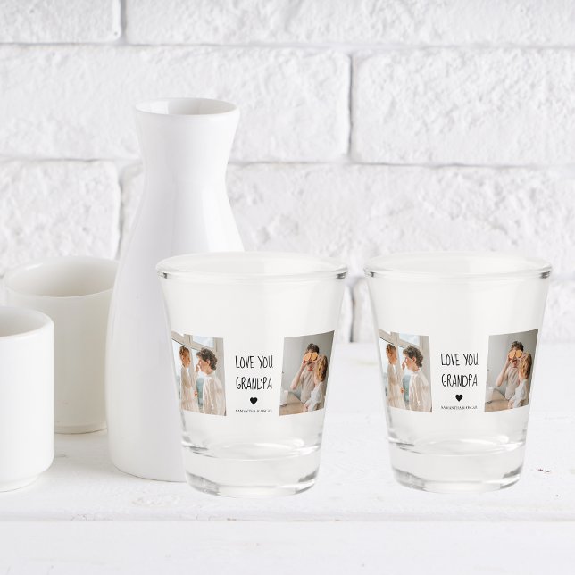Copo De Shot Modern Collage Photo Love You Grandpa Best Gift (Criador carregado)