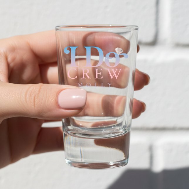 Copo De Shot Modern I Do Crew Pastel Gradient Bridesmaid (Get the crew together in style with this trendy "I Do Crew" design!)