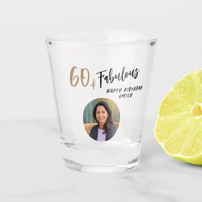 Copo De Shot Moderno 60 e Fabulosa Foto 60º Aniversário (Frente)