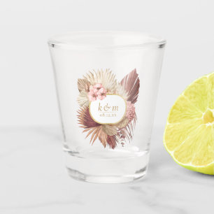 Copo De Shot Moldura Floral de Casamento Boho Oasis ID959